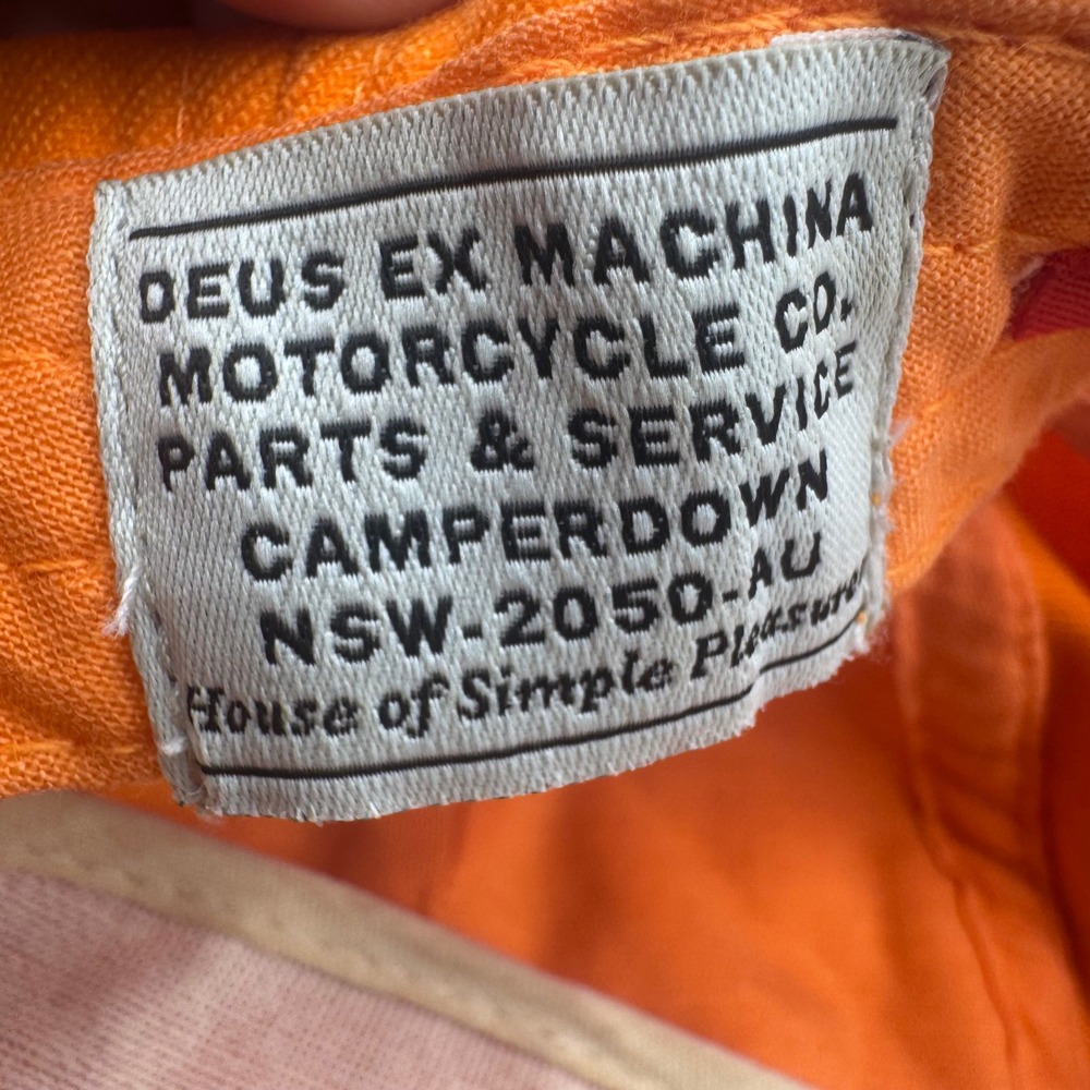 Deus Ex Machina Orange Snapback Hat Motorcycle Parts & Service Logo Cap - Picture 2 of 8